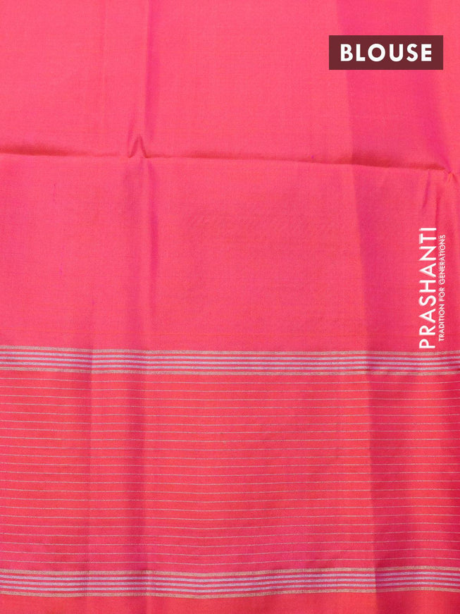 Pure soft silk saree lime green and dual shade of pinkish orange with annam zari woven buttas and zari woven simple border - {{ collection.title }} by Prashanti Sarees