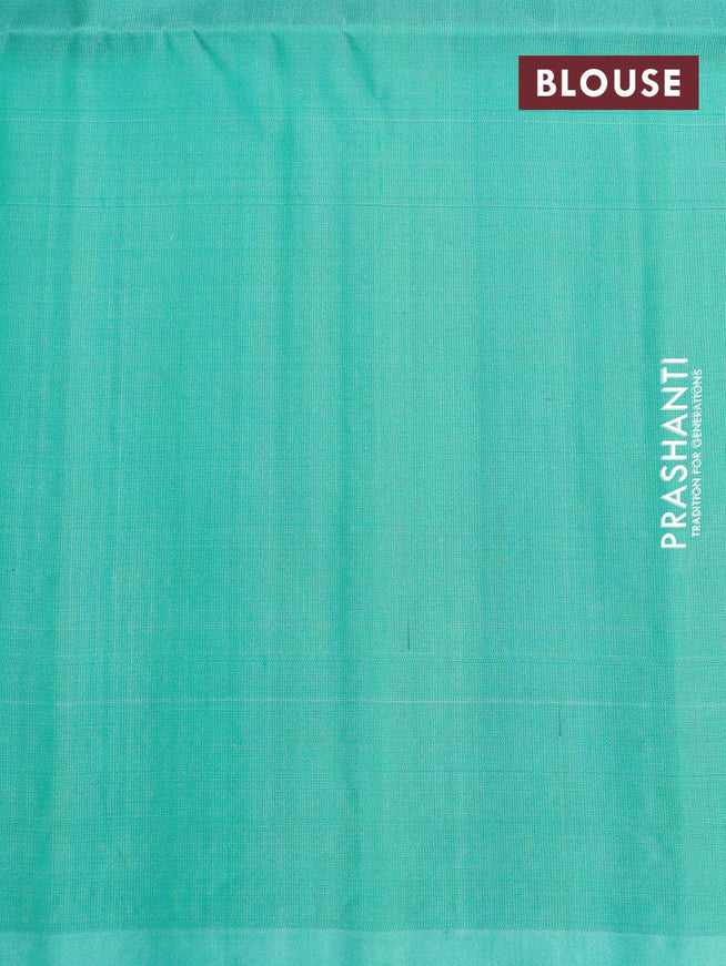 Pure soft silk saree lime green and teal green with allover silver zari weaves in borderless style - {{ collection.title }} by Prashanti Sarees