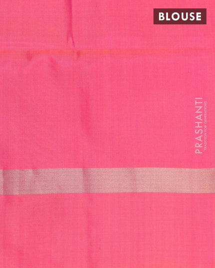 Pure soft silk saree mild pista green and dual shade of pink with allover zari woven brocade weaves and zari woven border - {{ collection.title }} by Prashanti Sarees