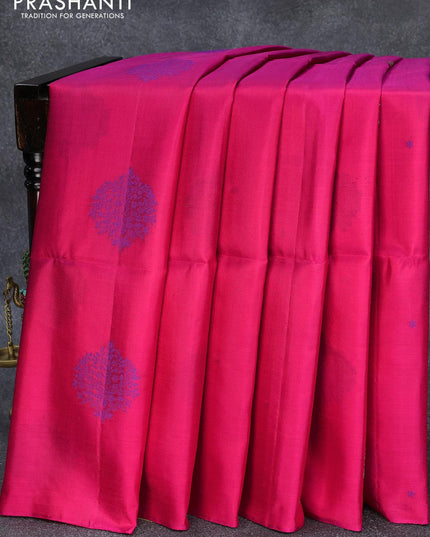 Pure soft silk saree pink and light green with thread woven buttas in borderless style - {{ collection.title }} by Prashanti Sarees