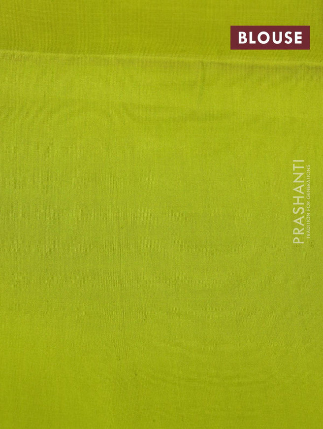 Pure soft silk saree pink and lime green with allover small silver zari checks and silver zari woven border - {{ collection.title }} by Prashanti Sarees