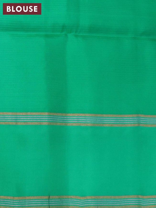 Pure soft silk saree reddish pink and green with allover silver & gold zari weaves and rettapet zari woven border - {{ collection.title }} by Prashanti Sarees