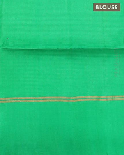 Pure soft silk saree sandal and green with silver & zari geometric weaves and zari woven simple border - {{ collection.title }} by Prashanti Sarees