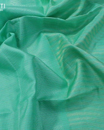 Pure soft silk saree teal green with allover silver & zari weaves and zari woven border - {{ collection.title }} by Prashanti Sarees