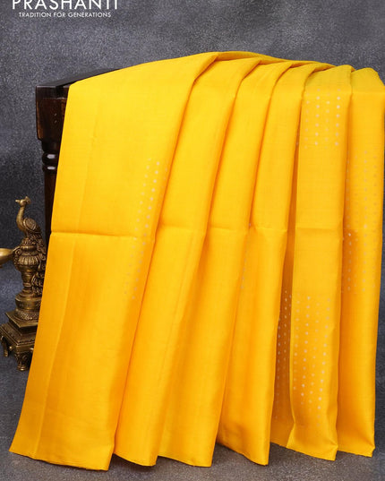 Pure soft silk saree yellow and dual shade of pink with silver & gold zari woven butta weaves in borderless style - {{ collection.title }} by Prashanti Sarees