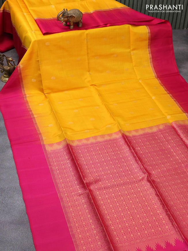 Pure soft silk saree yellow and pink with annam zari woven buttas and zari woven simple border - {{ collection.title }} by Prashanti Sarees