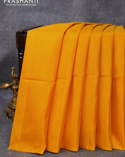 Pure soft silk saree yellow and violet with zari woven buttas in borderless style - {{ collection.title }} by Prashanti Sarees