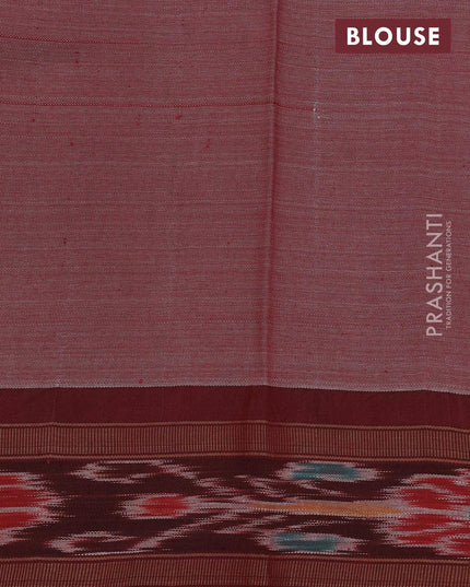 Pure tussar silk saree blue and maroon with allover floral prints and temple design vidarbha border - {{ collection.title }} by Prashanti Sarees