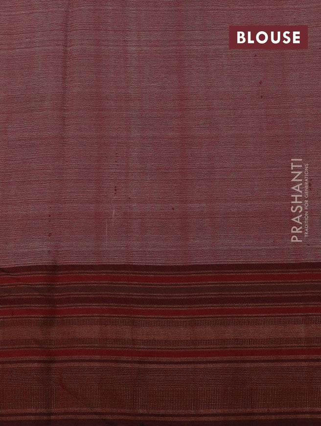 Pure tussar silk saree grey khaki shade and deep maroon with allover floral prints and temple design zari woven border - {{ collection.title }} by Prashanti Sarees
