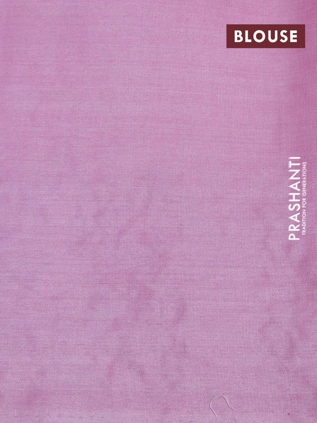 Pure tussar silk saree light pink with plain body and floral design embroidery work border - {{ collection.title }} by Prashanti Sarees
