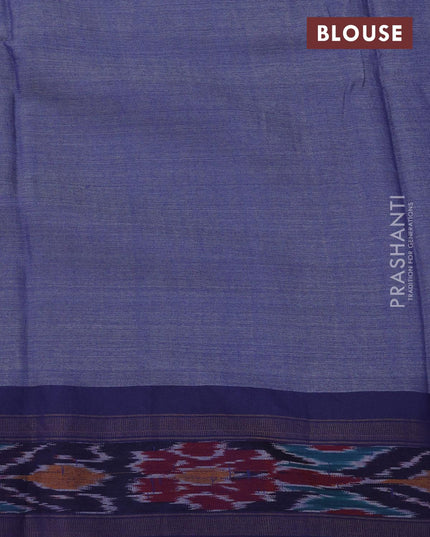 Pure tussar silk saree maroon and blue with allover floral prints and temple design vidarbha border - {{ collection.title }} by Prashanti Sarees