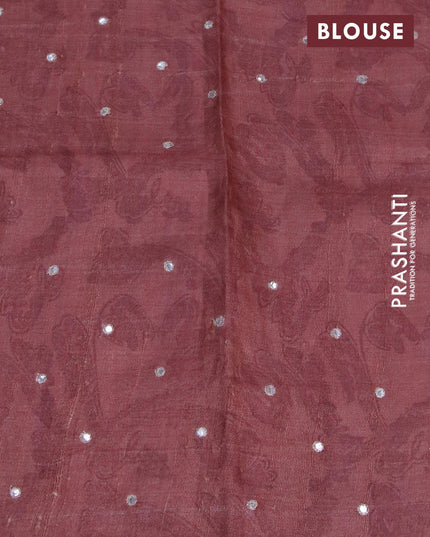Pure tussar silk saree peach orange with allover prints & embroidery work and simple border - {{ collection.title }} by Prashanti Sarees