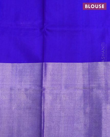 Pure uppada silk saree cs blue and blue with silver zari woven buttas and long silver zari woven border - {{ collection.title }} by Prashanti Sarees
