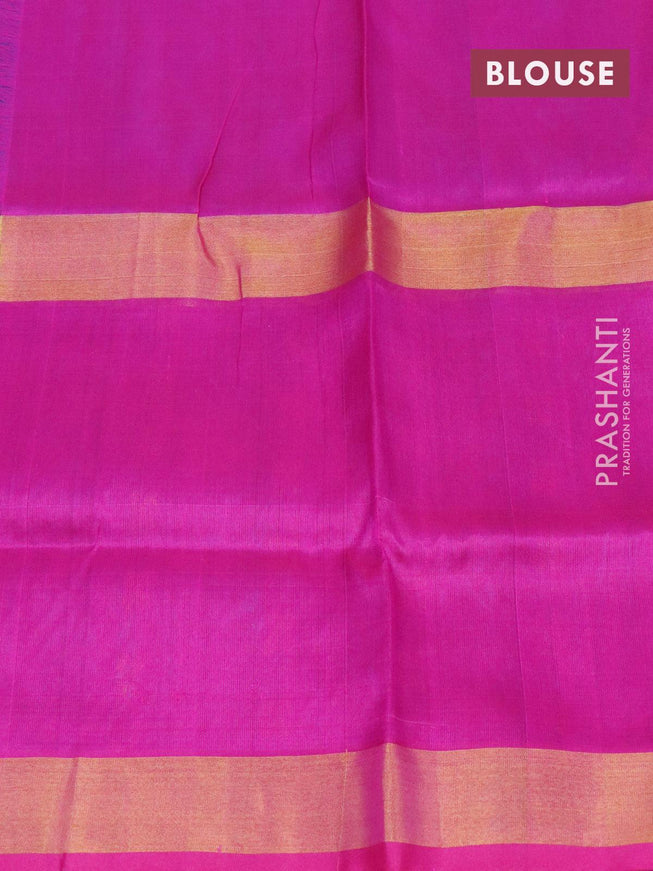 Pure uppada silk saree cs blue and pink with annam & floral zari woven buttas and long zari woven border - {{ collection.title }} by Prashanti Sarees