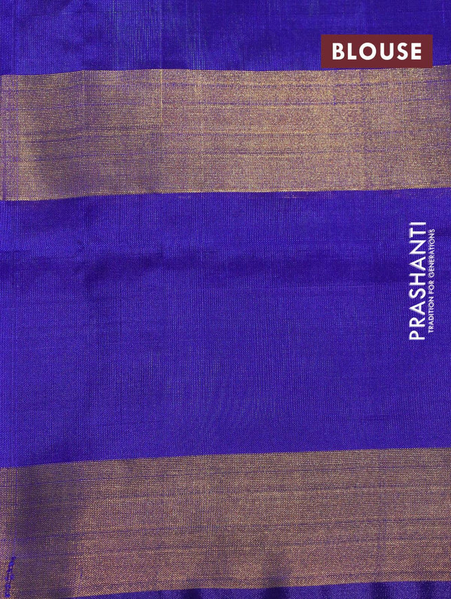 Pure uppada silk saree light green and blue with allover zari woven floral buttas and rettapet zari woven border - {{ collection.title }} by Prashanti Sarees