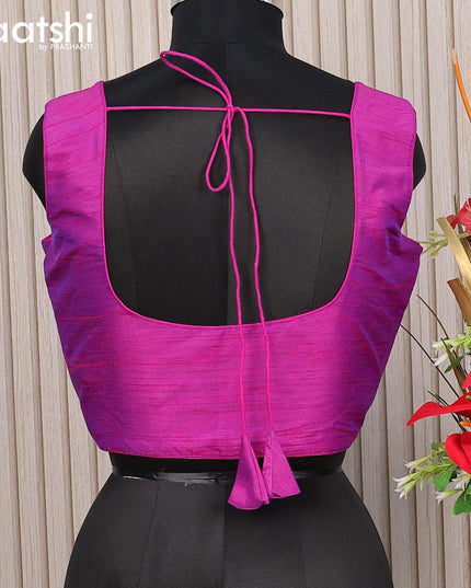 Raw silk readymade blouse purple with plain body & sleeve attached and back knot - {{ collection.title }} by Prashanti Sarees