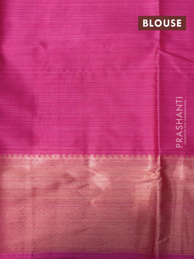 Roopam partly silk saree grey shade and pink with allover floral ikat weaves & zari weaves and copper zari woven border - {{ collection.title }} by Prashanti Sarees