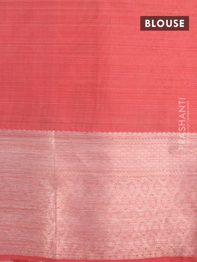 Roopam partly silk saree lime yellow and red shade with allover floral ikat weaves & zari weaves and zari woven border - {{ collection.title }} by Prashanti Sarees