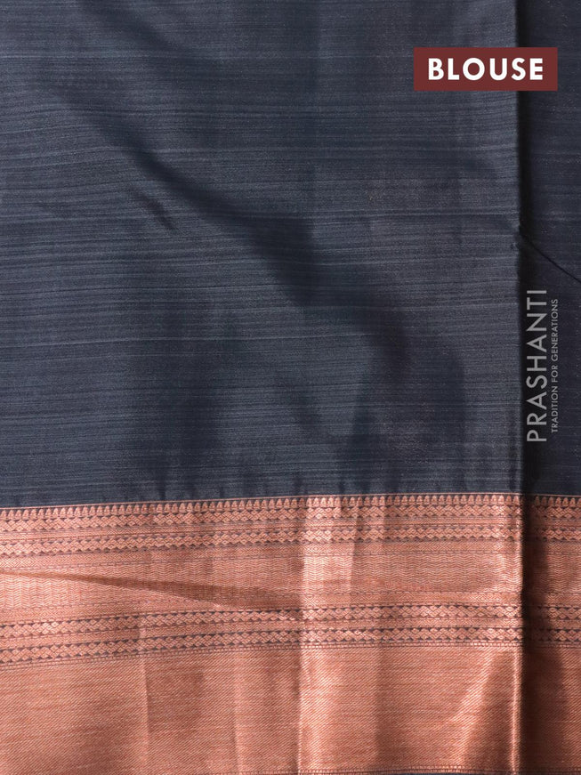Roopam partly silk saree pastel grey and blue shade with allover floral ikat weaves & zari weaves and copper zari woven border - {{ collection.title }} by Prashanti Sarees