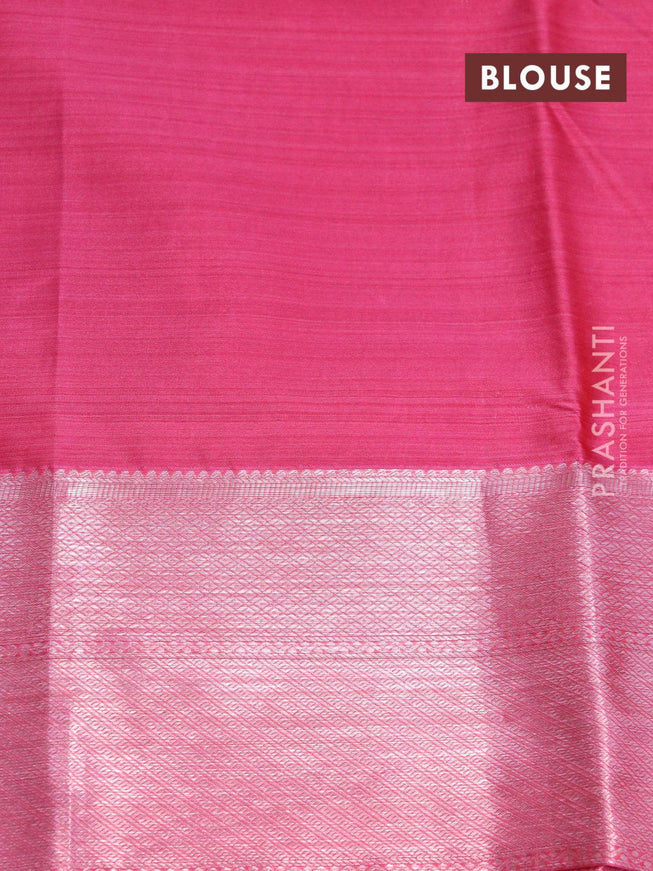 Roopam partly silk saree yellow and pink with allover floral ikat weaves & zari weaves and long zari woven border - {{ collection.title }} by Prashanti Sarees