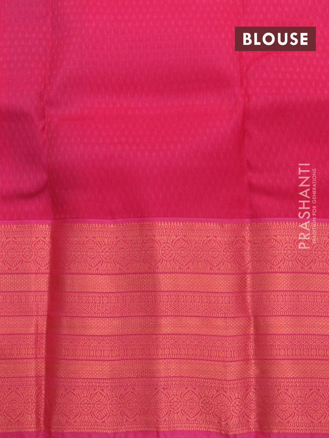 Roopam silk saree dual shade of blue and pink with allover self emboss and long copper zari woven border - {{ collection.title }} by Prashanti Sarees