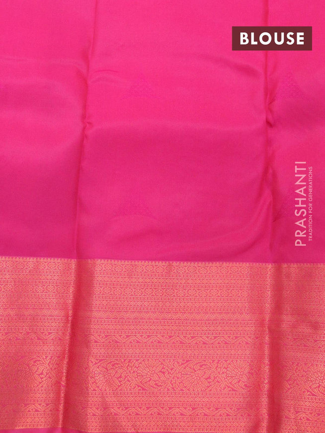 Roopam silk saree royal blue and pink with copper zari woven geometric buttas and copper zari woven border - {{ collection.title }} by Prashanti Sarees