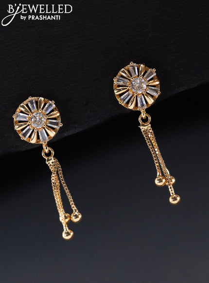 Rose gold earrings with cz stone and hangings - {{ collection.title }} by Prashanti Sarees