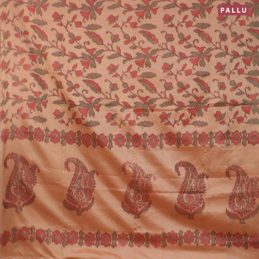 Semi chanderi saree brown shade with allover ikat weaves and zari woven piping border - {{ collection.title }} by Prashanti Sarees