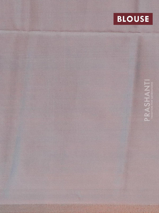 Semi chanderi saree dual shade of bluish grey with allover ikat weaves and zari woven piping border - {{ collection.title }} by Prashanti Sarees
