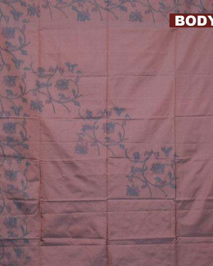Semi chanderi saree dual shade of brownish grey with allover ikat weaves and zari woven piping border - {{ collection.title }} by Prashanti Sarees
