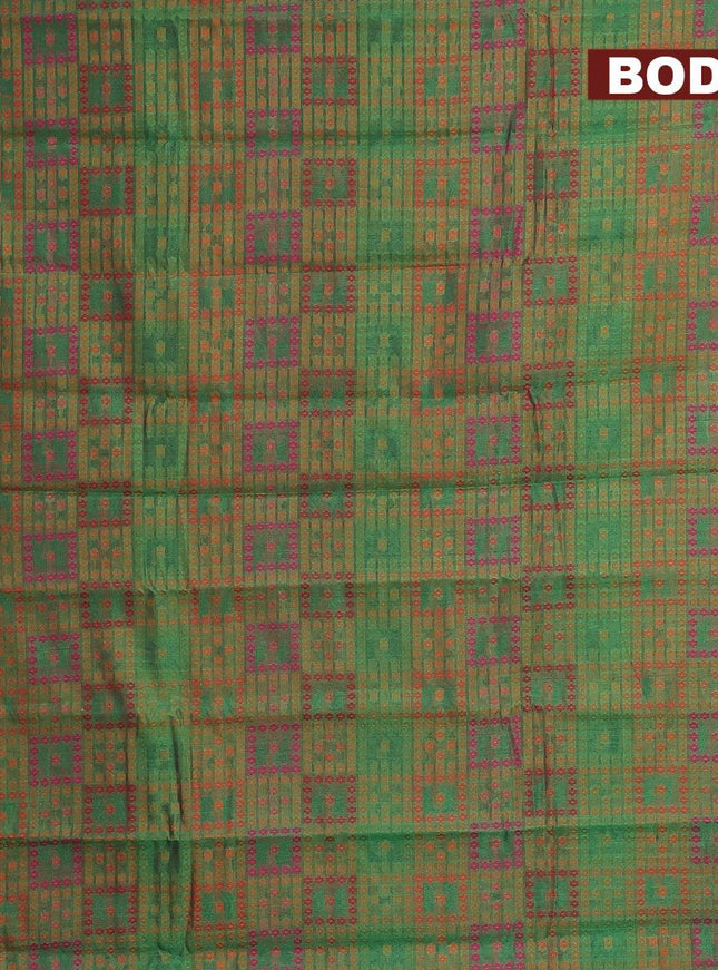 Semi chanderi saree dual shade of green and pink shade with allover thread weaves and woven border - {{ collection.title }} by Prashanti Sarees