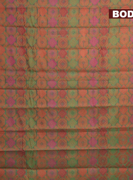 Semi chanderi saree dual shade of green and pink shade with allover thread weaves and woven border - {{ collection.title }} by Prashanti Sarees