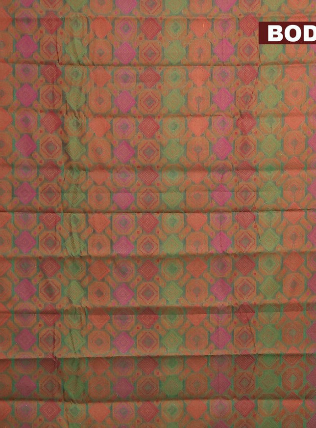 Semi chanderi saree dual shade of green and pink shade with allover thread weaves and woven border - {{ collection.title }} by Prashanti Sarees