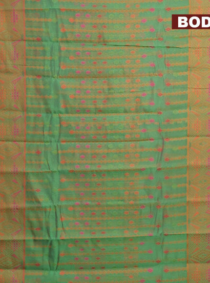 Semi chanderi saree dual shade of green and pink shade with allover thread weaves and woven border - {{ collection.title }} by Prashanti Sarees