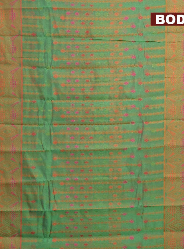 Semi chanderi saree dual shade of green and pink shade with allover thread weaves and woven border - {{ collection.title }} by Prashanti Sarees