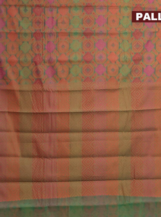 Semi chanderi saree dual shade of green and pink shade with allover thread weaves and woven border - {{ collection.title }} by Prashanti Sarees