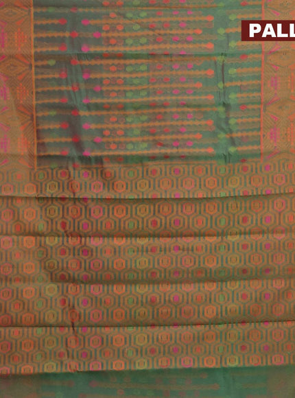 Semi chanderi saree dual shade of green and pink shade with allover thread weaves and woven border - {{ collection.title }} by Prashanti Sarees