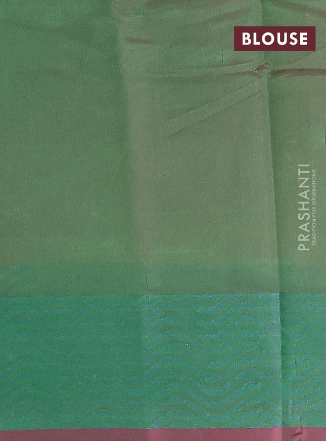 Semi chanderi saree dual shade of green and pink shade with allover thread weaves and woven border - {{ collection.title }} by Prashanti Sarees