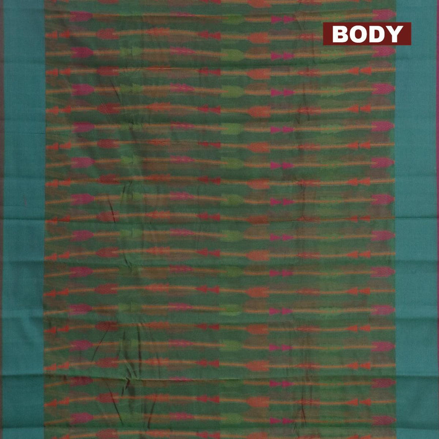 Semi chanderi saree dual shade of green and pink with allover thread weaves and woven border - {{ collection.title }} by Prashanti Sarees