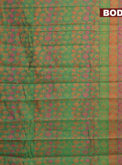 Semi chanderi saree dual shade of green and pink with allover thread weaves and woven border - {{ collection.title }} by Prashanti Sarees