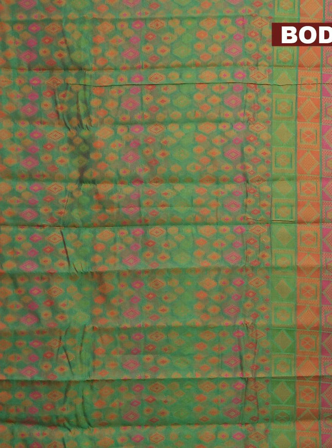 Semi chanderi saree dual shade of green and pink with allover thread weaves and woven border - {{ collection.title }} by Prashanti Sarees