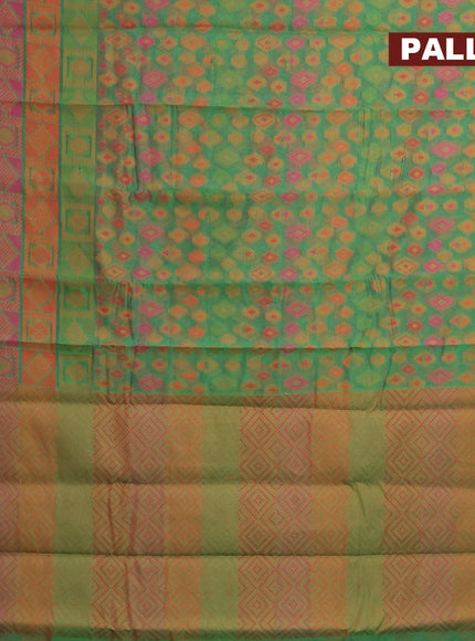 Semi chanderi saree dual shade of green and pink with allover thread weaves and woven border - {{ collection.title }} by Prashanti Sarees