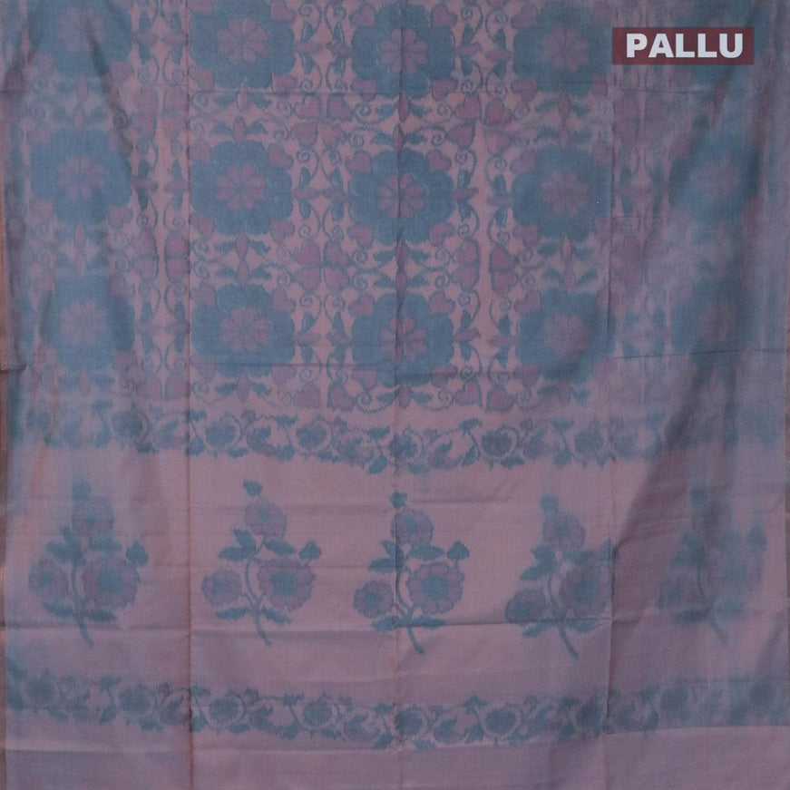 Semi chanderi saree dual shade of greyish brown with allover ikat weaves and zari woven piping border - {{ collection.title }} by Prashanti Sarees