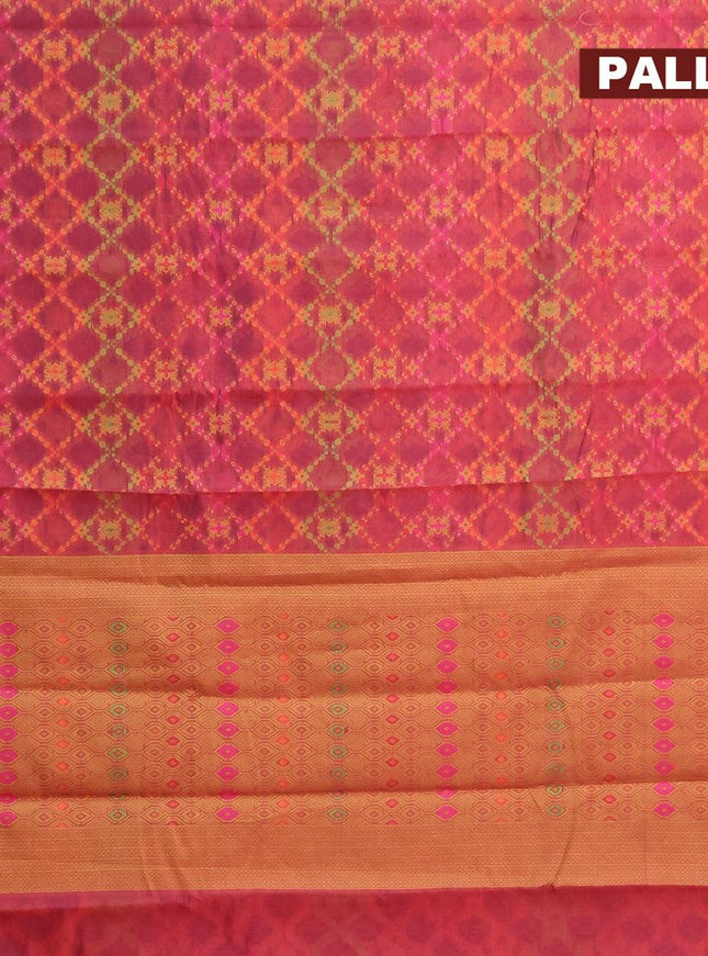 Semi chanderi saree dual shade of maroon and blue with allover thread weaves and woven border - {{ collection.title }} by Prashanti Sarees