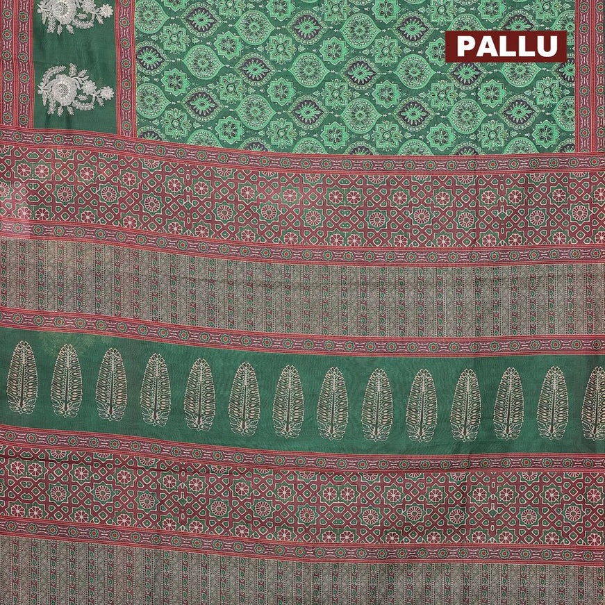Semi chanderi saree green and brown with allover ajrakh prints and embroidery butta border - {{ collection.title }} by Prashanti Sarees
