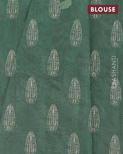Semi chanderi saree green and brown with allover ajrakh prints and embroidery butta border - {{ collection.title }} by Prashanti Sarees