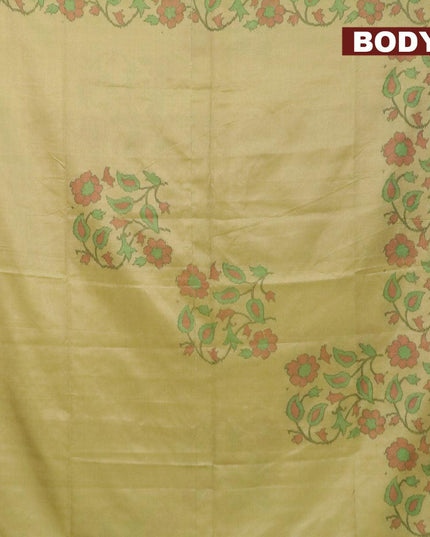 Semi chanderi saree green shade with allover ikat weaves and zari woven piping border - {{ collection.title }} by Prashanti Sarees