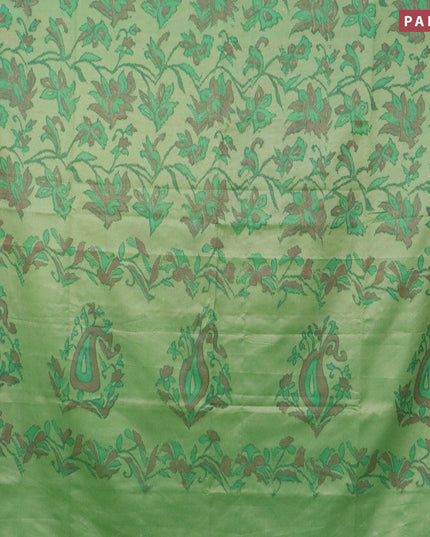 Semi chanderi saree green with allover ikat weaves and zari woven piping border - {{ collection.title }} by Prashanti Sarees