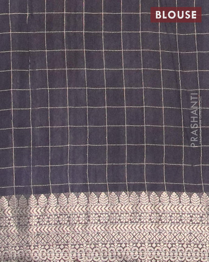 Semi chanderi saree mauve pink and black with allover prints & zari checked pattern and zari woven border - {{ collection.title }} by Prashanti Sarees