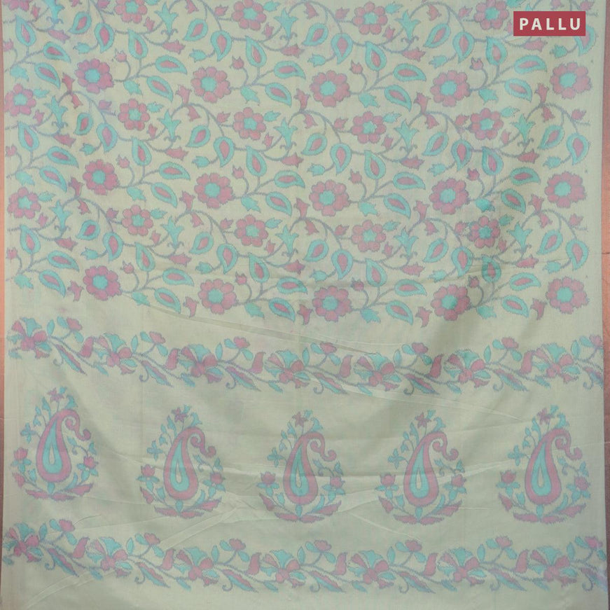 Semi chanderi saree pastel blue shade with allover ikat weaves and zari woven piping border - {{ collection.title }} by Prashanti Sarees